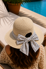 Chapeau Beige Ajustable Avec Nœud Au Dos