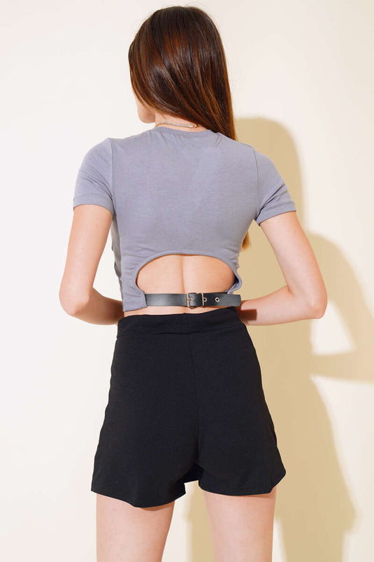 Arched Back Crop Slate Gray