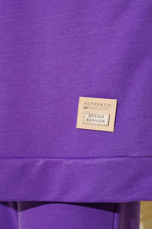 Costume Double avec Détail Écusson Violet