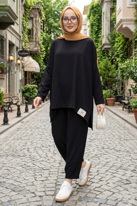 Ensemble d'été ample avec détails Arma noir