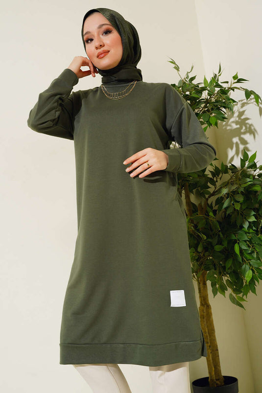 Long Tunic Khaki with Emblem Detail