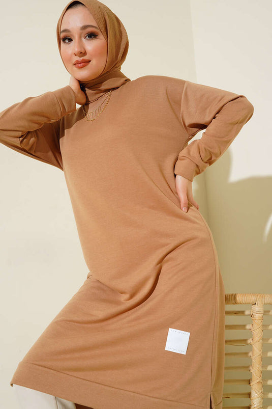 Arma Detaylı Uzun Tunik Latte