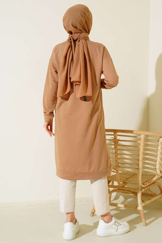 Arma Detaylı Uzun Tunik Latte