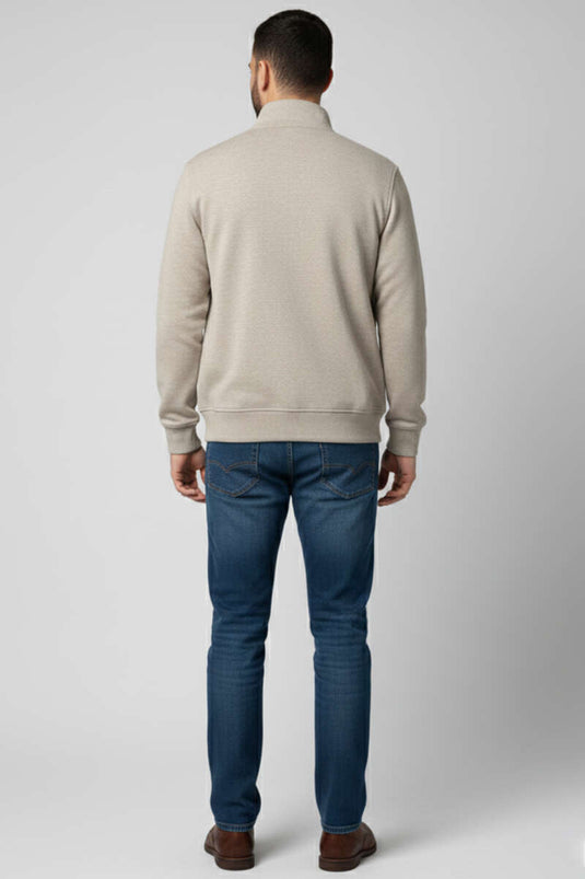 Cardigan da uomo con stemma e cerniera, colore visone