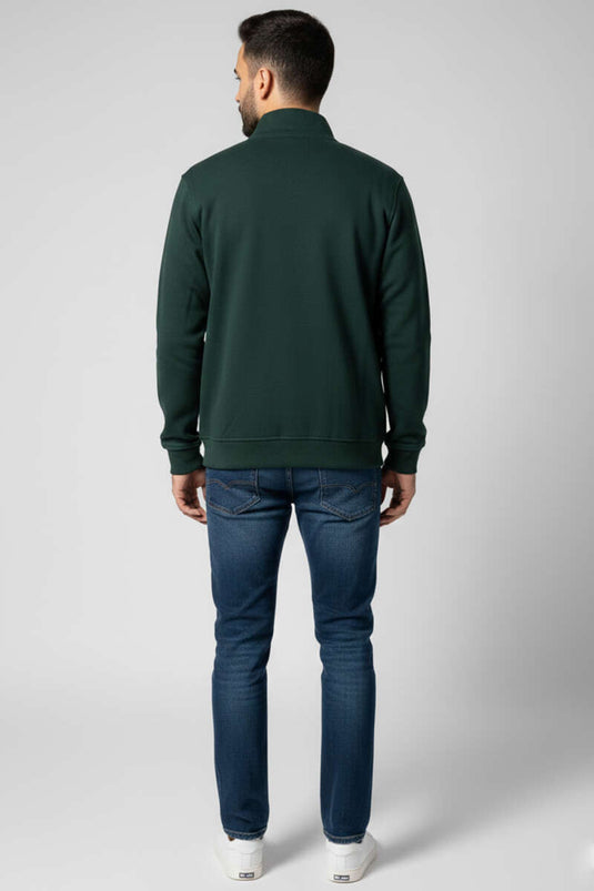 Cardigan da uomo con stemma e cerniera, verde scuro