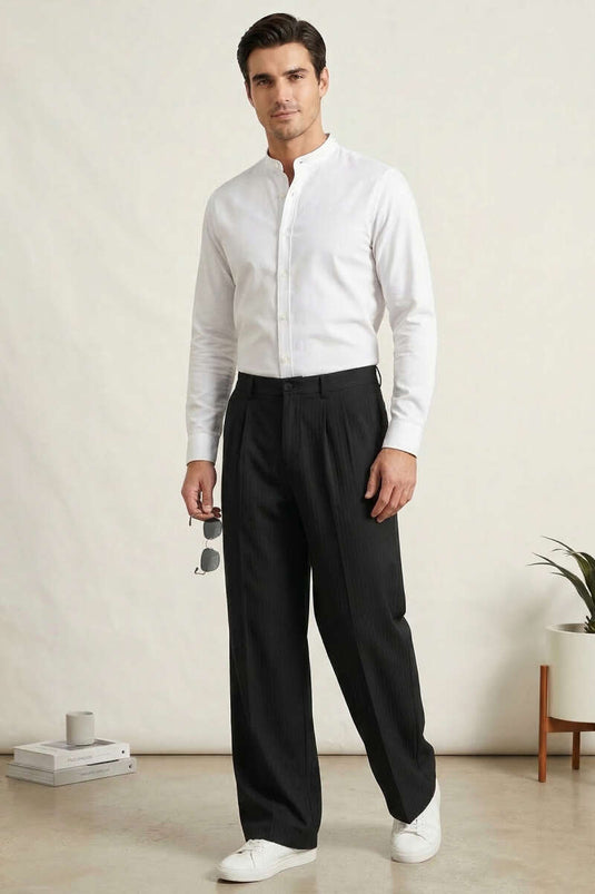 Pantalon en lin pour homme armuré noir