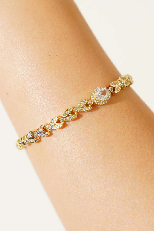 Arpa Taşlı Oval Bileklik Gold