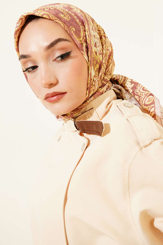 Arya Authentic gemusterter Schal, Softbraun