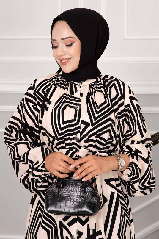 Geknoopte viscose hijabjurk steen