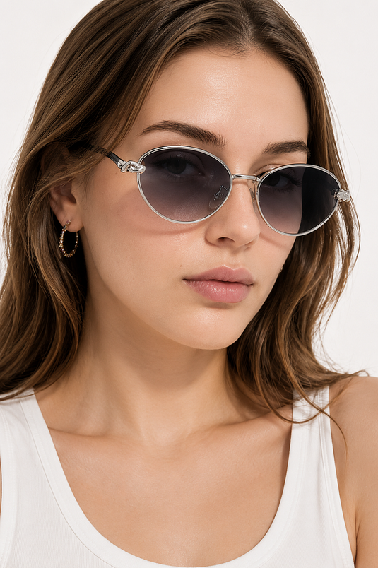Elegante Runde Damen-Sonnenbrille Marineblau