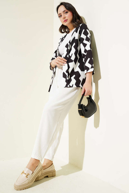 Veste à motif asymétrique blanche