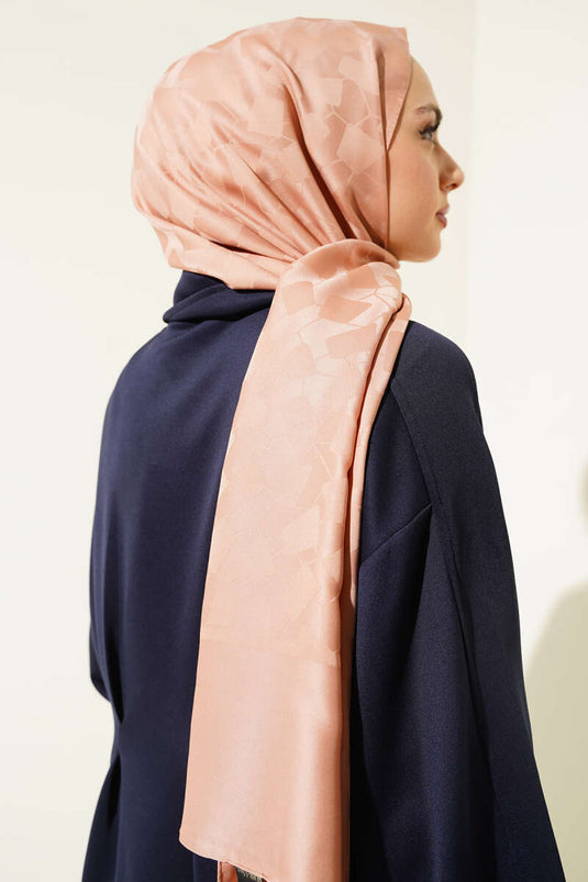 Asymmetrical Pattern Jacquard Shawl Tan - 18