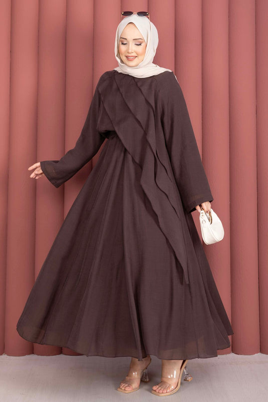 Ensemble jupe à volants asymétriques marron