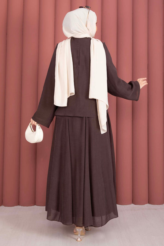 Ensemble jupe à volants asymétriques marron