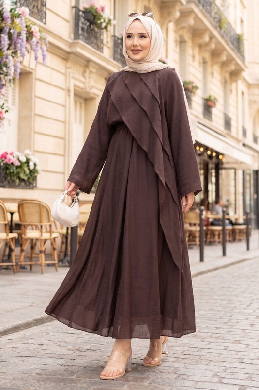 Ensemble jupe à volants asymétriques marron
