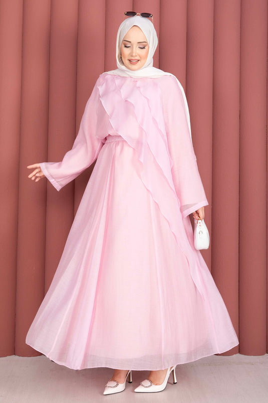 Ensemble jupe à volants asymétriques rose