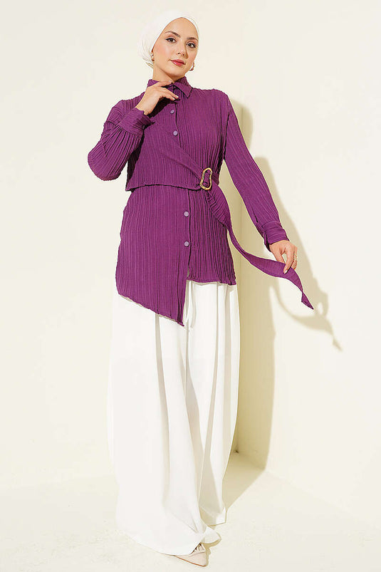 Chemise Pourpre Asymétrique Avec Détail Toka Or