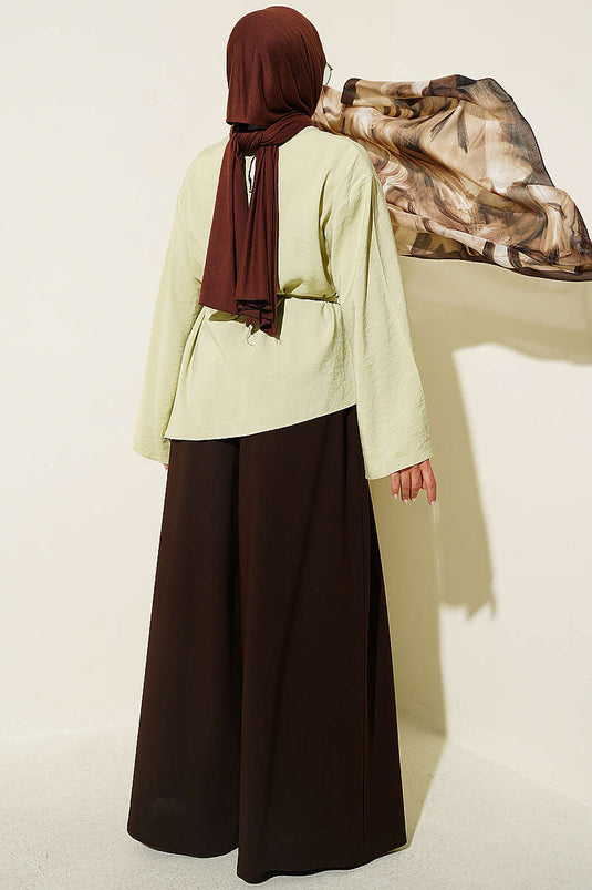Asymmetrische Tunika Mit Binde-Detail In Salbeigrün