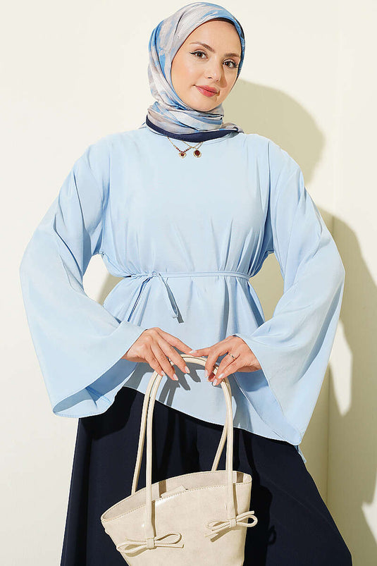 Tunique Asymétrique Avec Lien En Bleu