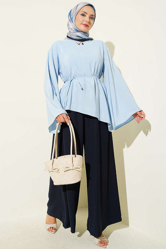 Tunique Asymétrique Avec Lien En Bleu