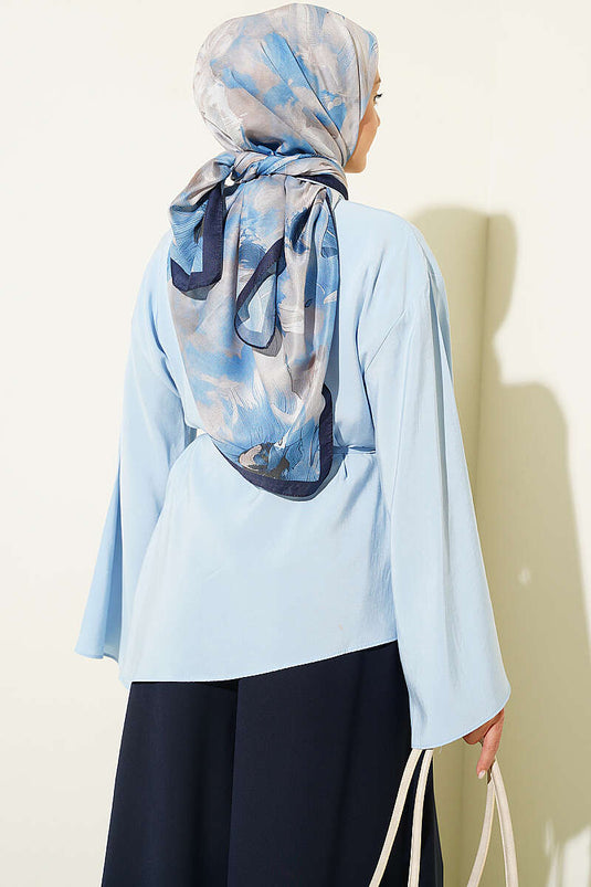 Tunique Asymétrique Avec Lien En Bleu