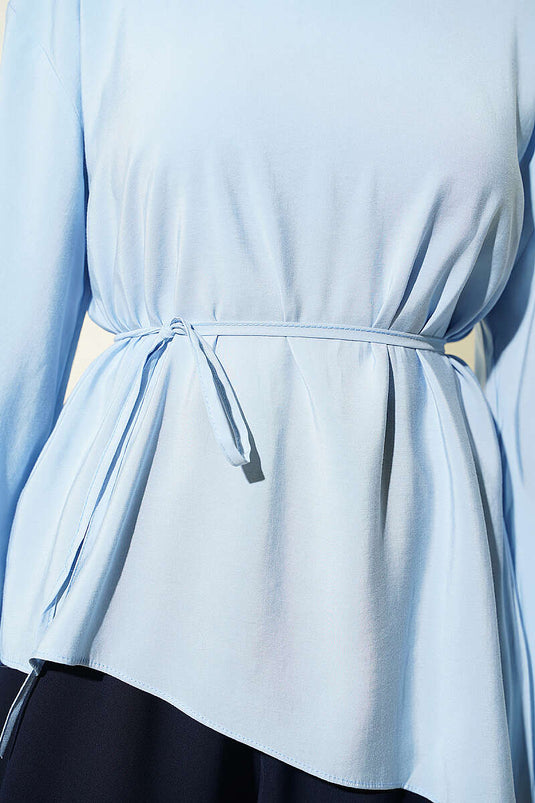 Tunique Asymétrique Avec Lien En Bleu