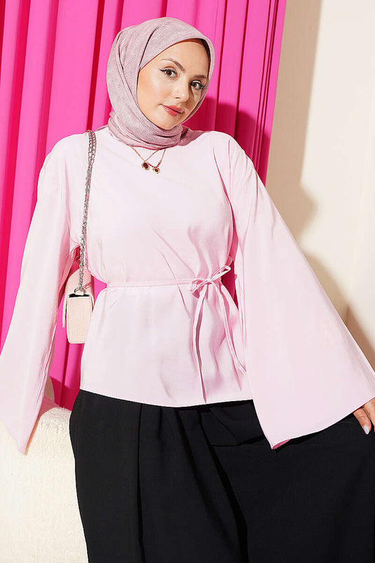 Tunique Rose Asymétrique À Nœud