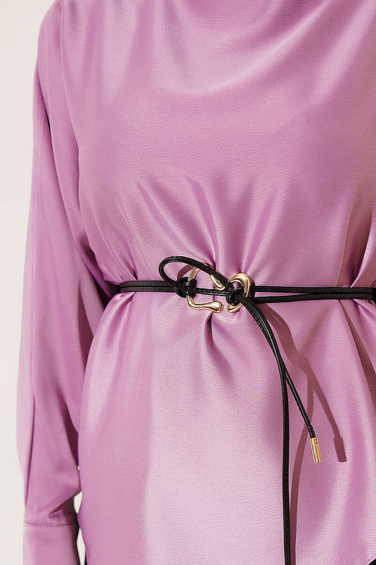Tunique en satin à coupe asymétrique lilas