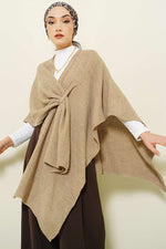 Poncho En Tricot À Coupe Asymétrique Couleur Vison