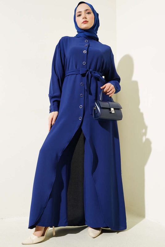 Asimetrik Kesim Uzun Tunik İkili Takım Lacivert