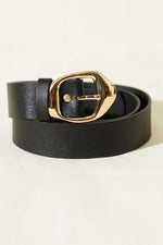 Ceinture Noire Asymétrique À Boucle Métallique