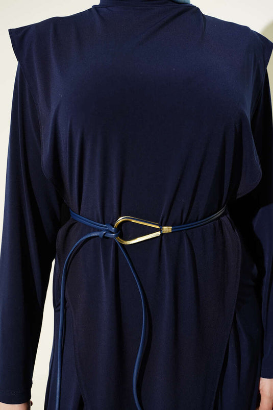 Ensemble double Sandy asymétrique avec ceinture bleu marine