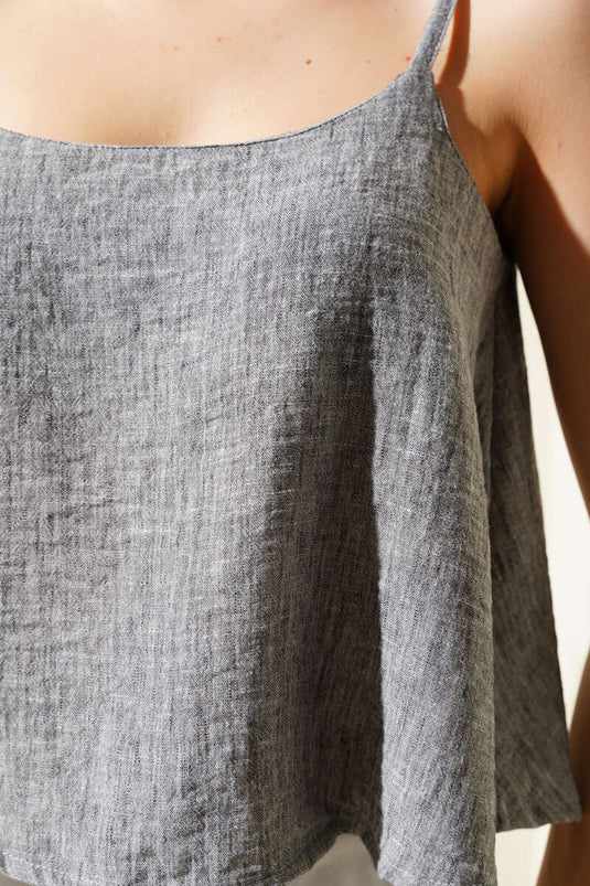 Gray Strapless Blouse