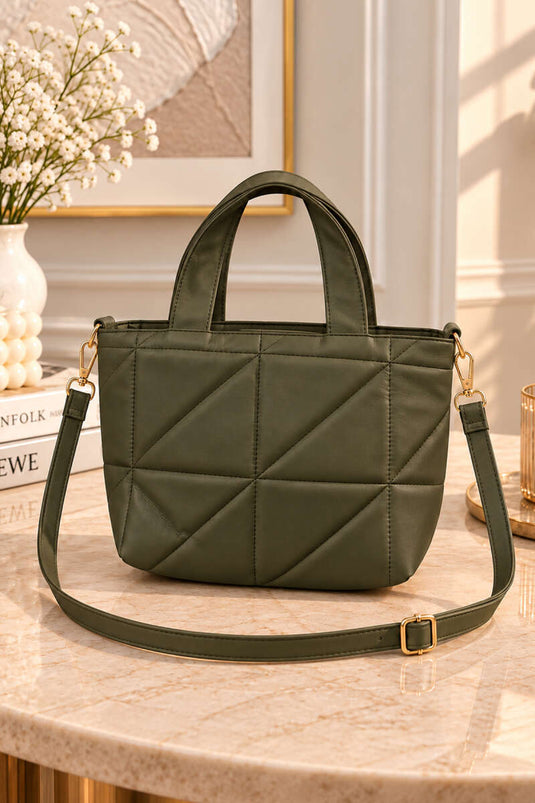 Sac À Épaule Matelassé Kaki