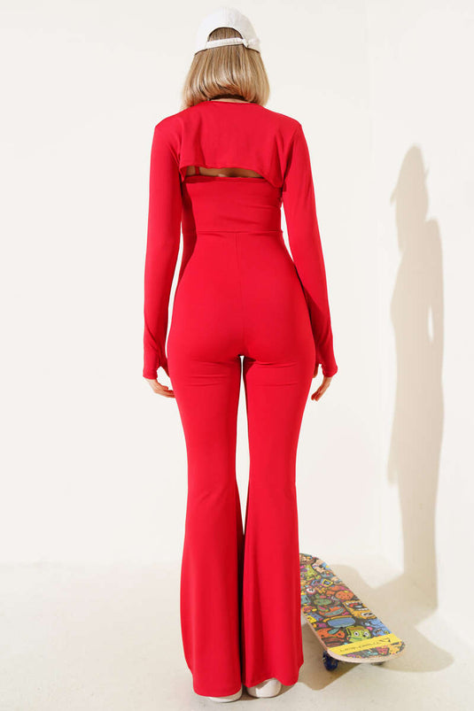 Combinaison de plongée rouge à bretelles