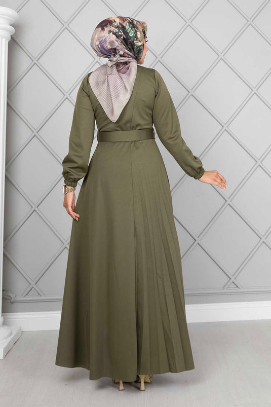 Asmara hijabjurk met riem, kaki