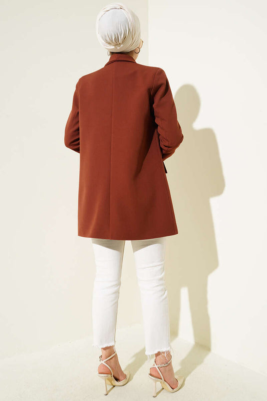Veste croisée doublée léopard marron