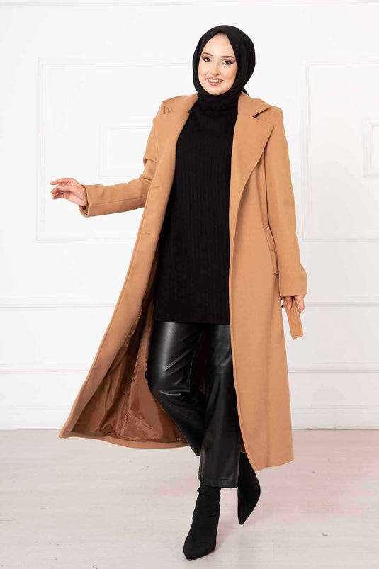 Manteau Tampon Doublé Camel