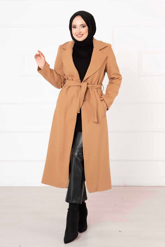 Manteau Tampon Doublé Camel