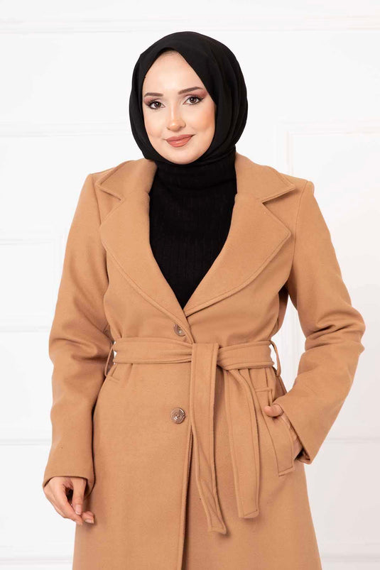 Manteau Tampon Doublé Camel