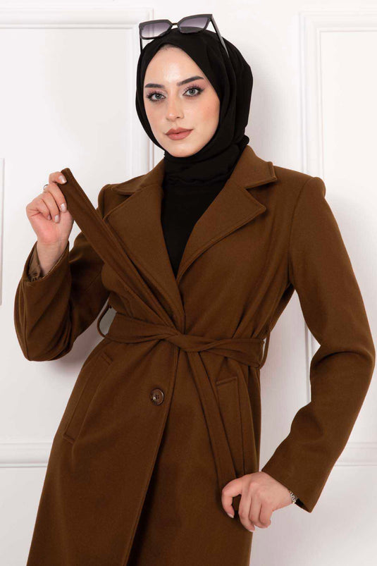 Manteau de tampon doublé Tan