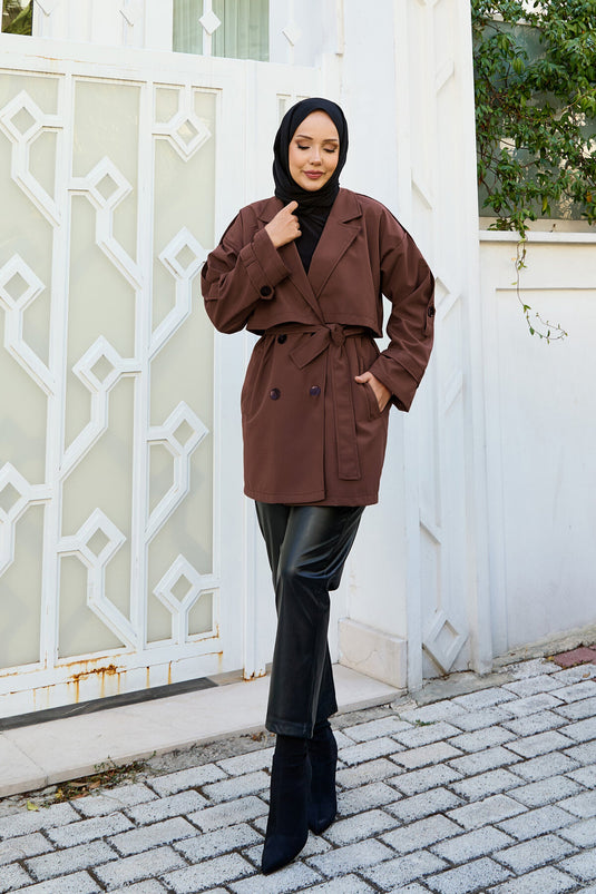 Gabardina Premium Forrada En Café