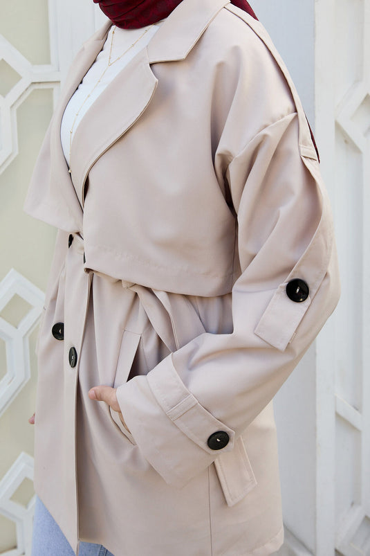 Lined Premium Trench Coat Stone