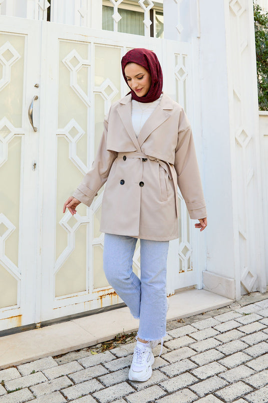 Lined Premium Trench Coat Stone