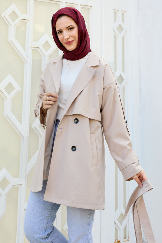 Lined Premium Trench Coat Stone
