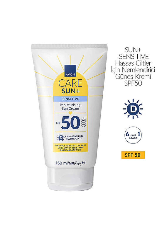 Avon Care Sun+ Feuchtigkeitsspendende Sonnencreme LSF 50 150 ml Sensitiv