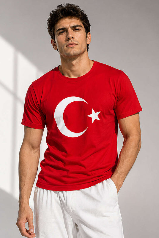 Ay Yıldız bedrucktes Herren-T-Shirt Rot