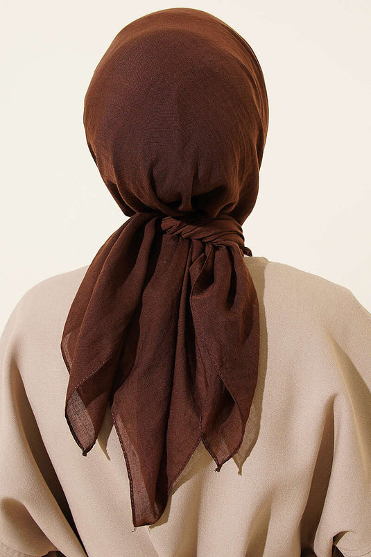 Foulard fin en coton série Aya couleur café amer