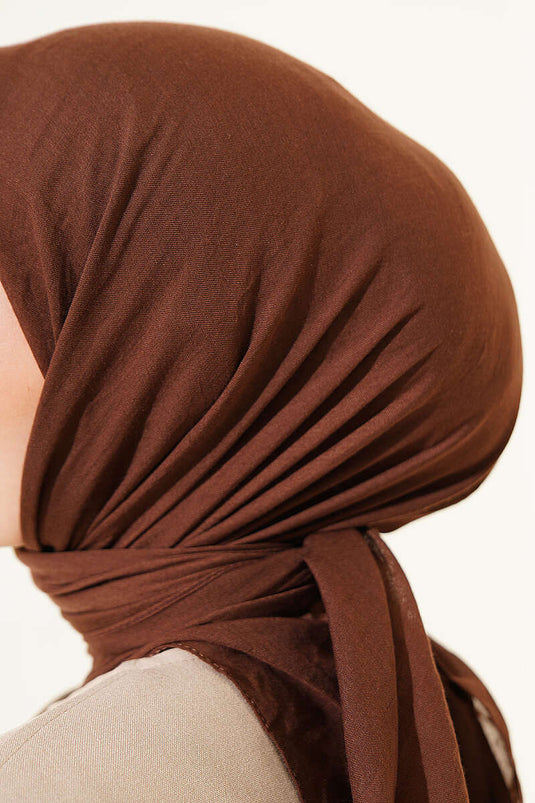 Foulard fin en coton série Aya couleur café amer