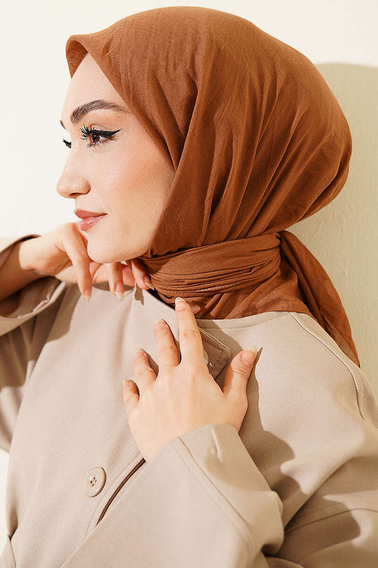 سلسلة آية وشاح قطن رقيق بلون الجمل